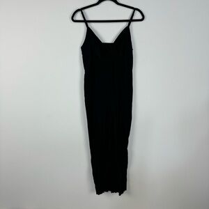 Old Navy Black Bow Cotton Linen Blend Jumper Jumpsuit